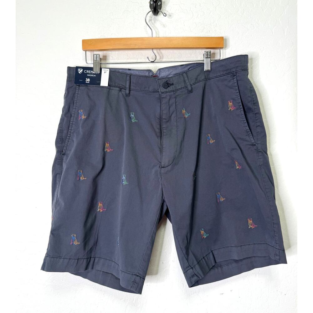 Cremieux Mens Embroidery Madison 9' Inseam Size 38  Dog Print Tchok Print NEW